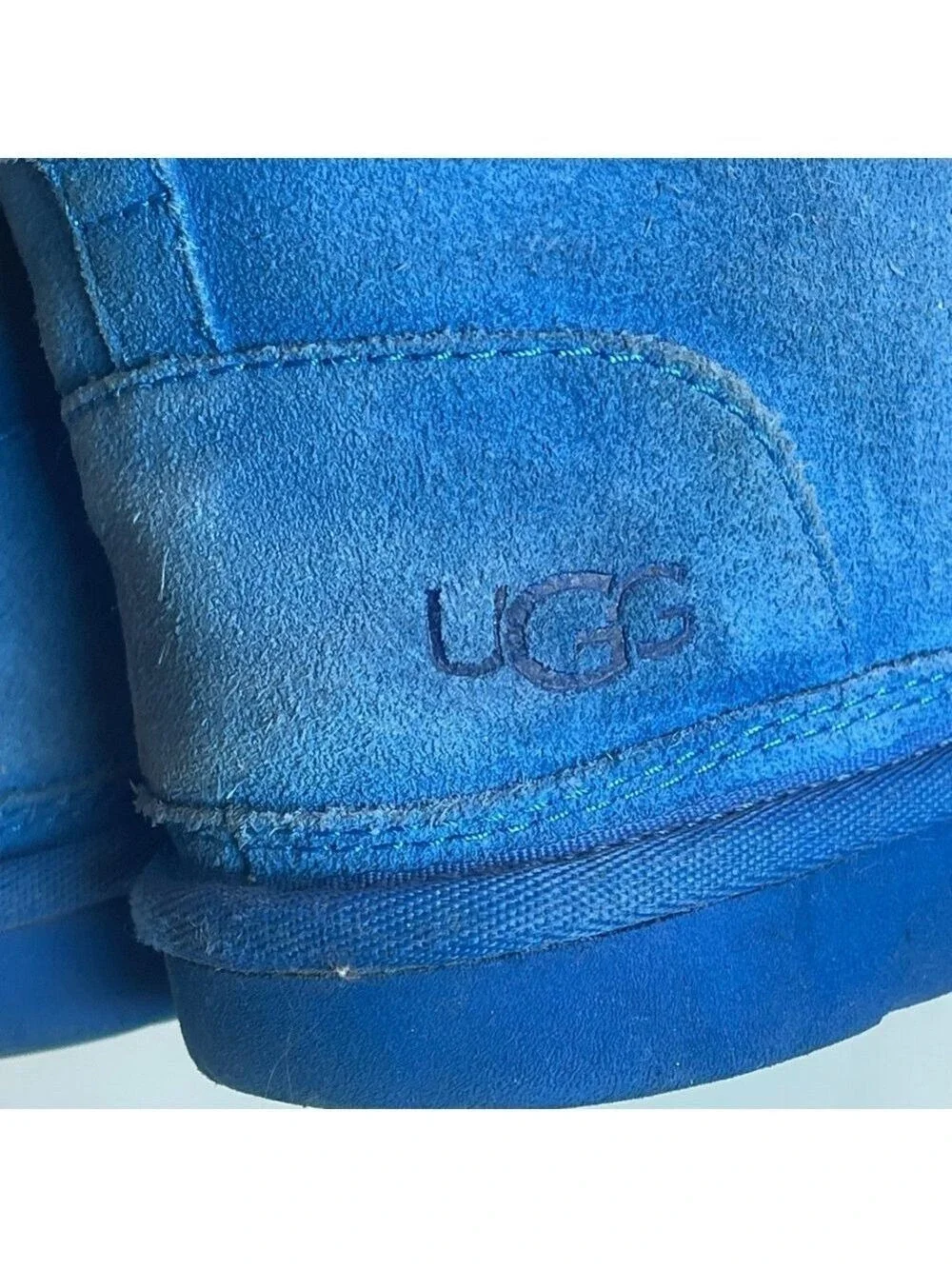 UGG Neumel boys kids blue suede fur lace up boots Sz 2